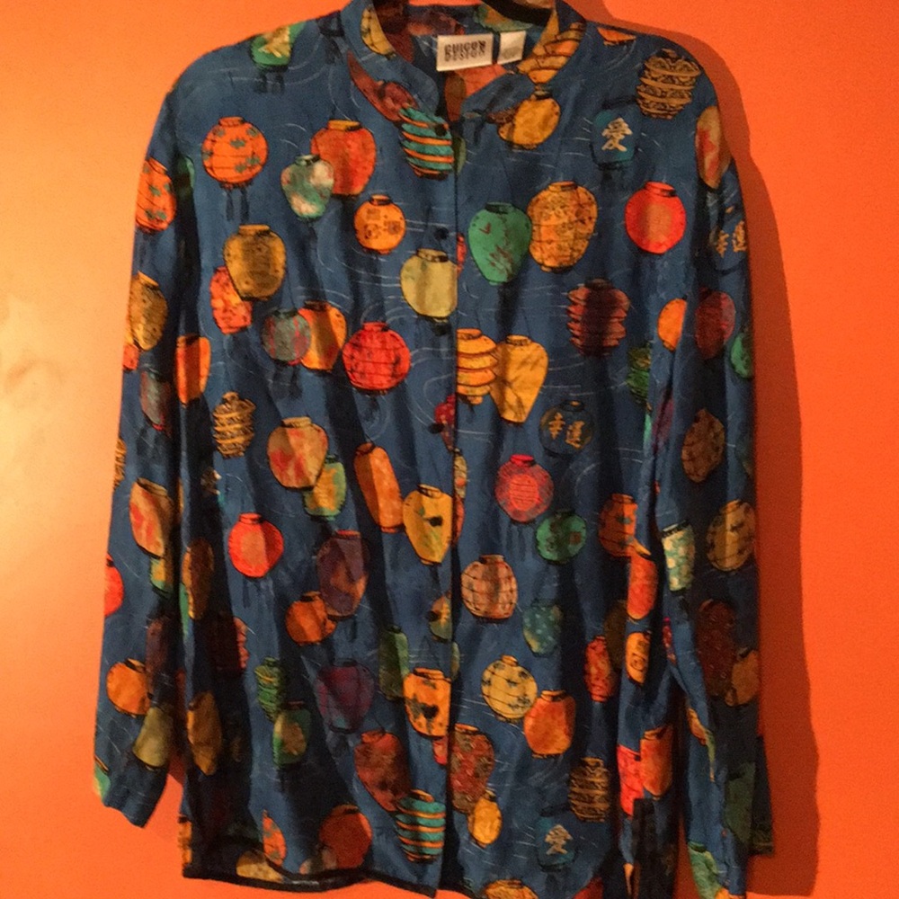 Chico’s Design Colorful Japanese Lantern Pattern Shirt Size 3/ Large 14/16 Plus